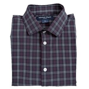 Mizzen + Main Black Red Plaid Leeward Medium Trim Fit, Long Sleeve Shirt, EUC